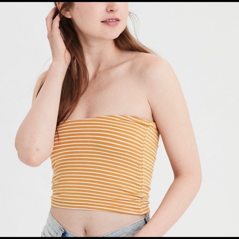 American Eagle Yellow Striped Tube Top